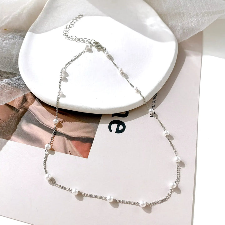 Sanne - High-Quality Silver Pearl Necklace