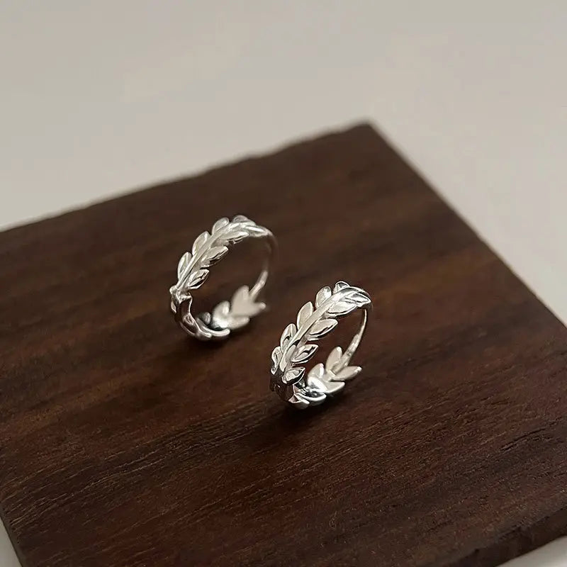 Rachel - Vintage Silver Leaf Earrings