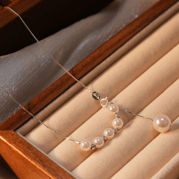 Aleida - Pearls Abundance Silver Necklace