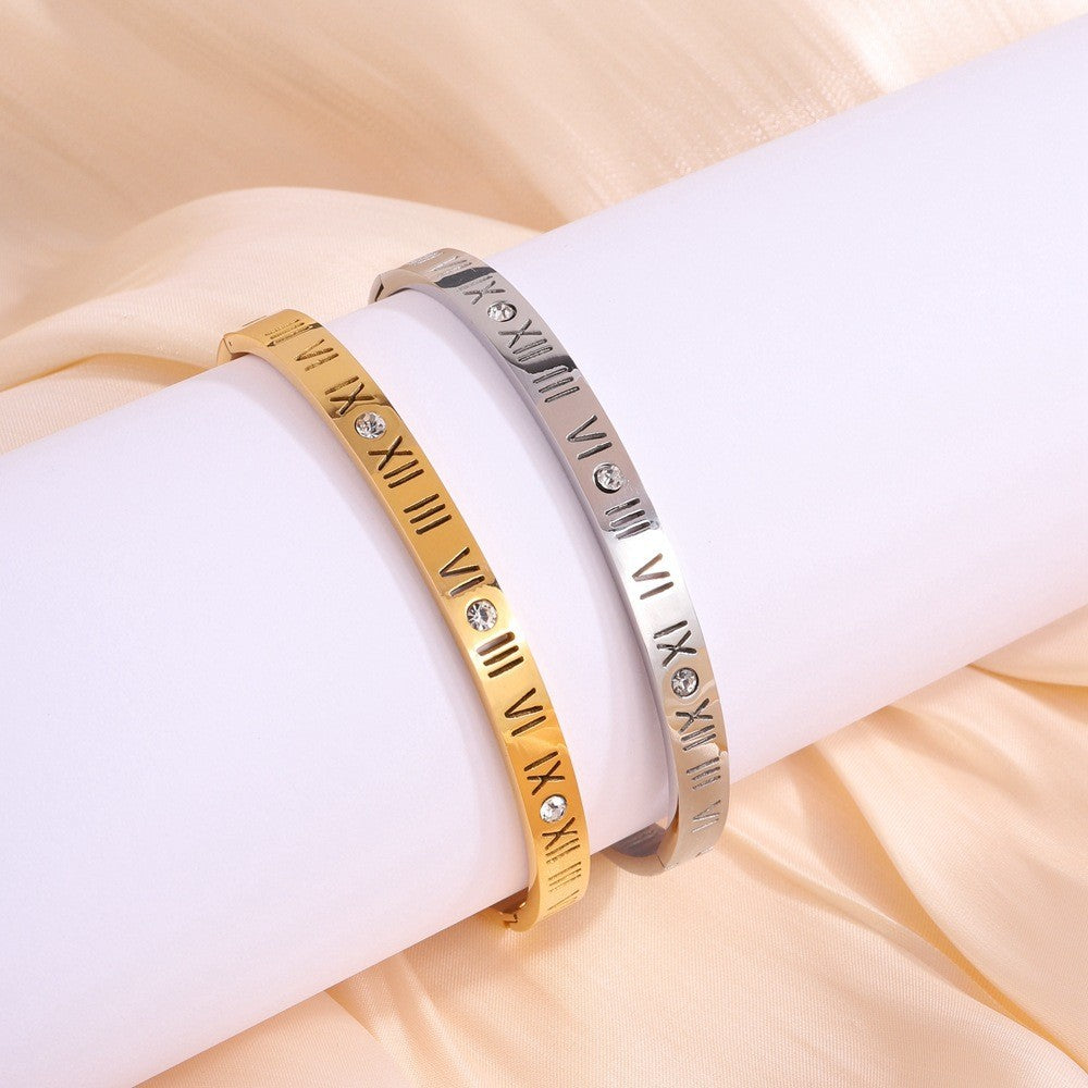 Charelle - Titanium band with Roman numerals Ring