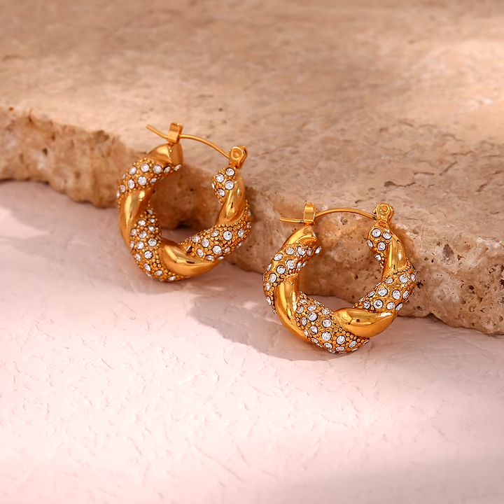 Veerle - Spiral Gold-Plated Vintage Earrings