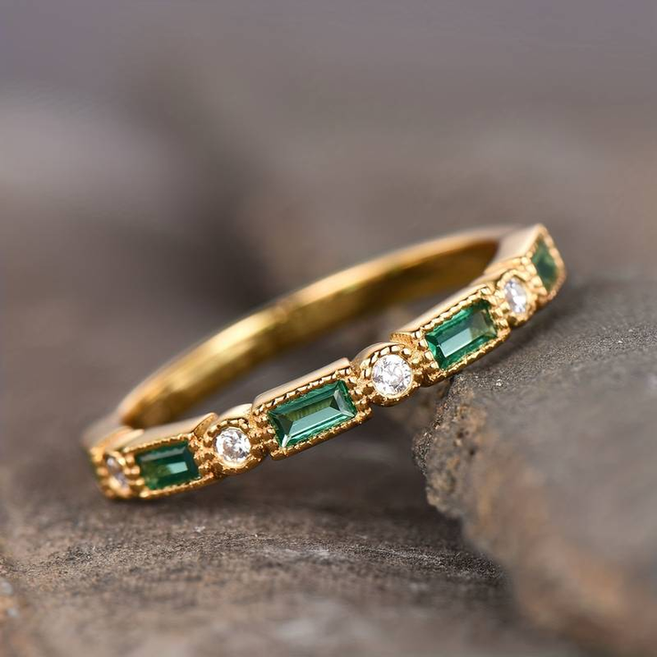 Esmee - Green Inlaid Zirconia Gold Ring